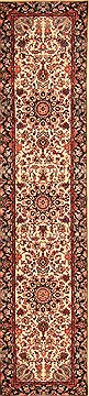 Tabriz Cream Runner Hand Knotted 2'4" X 10'0"  Area Rug 100-20540