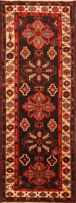 Shahsavan Black Runner Hand Knotted 36 X 94  Area Rug 100-20546 Image 0