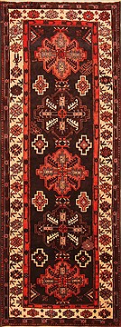 Shahsavan Black Runner Hand Knotted 3'6" X 9'4"  Area Rug 100-20546