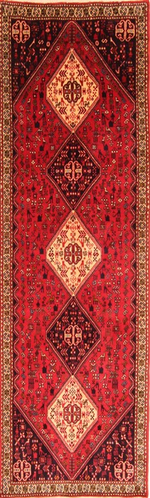 Abadeh Red Runner Hand Knotted 210 X 93  Area Rug 253-20558 Image 0