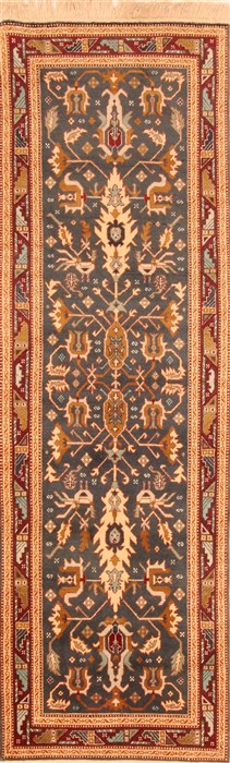 Shirvan Blue Runner Hand Knotted 26 X 710  Area Rug 100-20563 Image 0