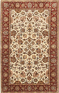 Kashan Beige Hand Knotted 3'11" X 6'2"  Area Rug 250-20592