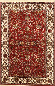 Kashan Red Hand Knotted 4'1" X 6'0"  Area Rug 250-20596