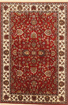 Kashan Red Hand Knotted 4'1" X 6'0"  Area Rug 250-20596