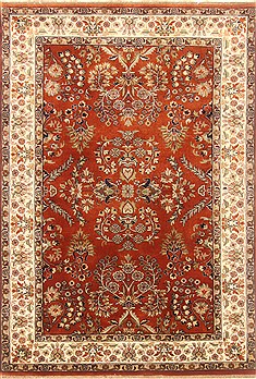 Indian Kashan Brown Rectangle 4x6 ft Wool Carpet 20600