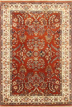 Indian Kashan Brown Rectangle 4x6 ft Wool Carpet 20600