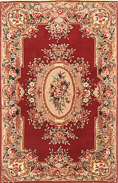 Chinese Tabriz Red Rectangle 4x6 ft Wool Carpet 20605