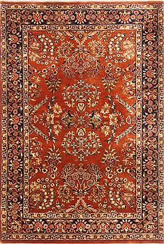 Indian sarouk Brown Rectangle 4x6 ft Wool Carpet 20611