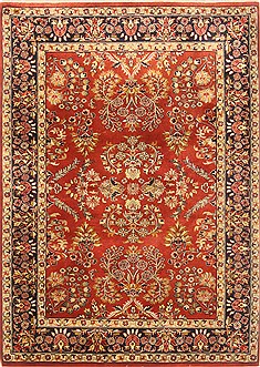 Indian sarouk Brown Rectangle 4x6 ft Wool Carpet 20622