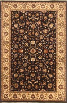 Indian Tabriz Black Rectangle 4x6 ft Wool Carpet 20624