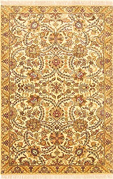 Agra Beige Hand Knotted 4'0" X 6'0"  Area Rug 250-20632