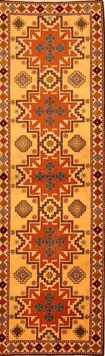 Kazak Yellow Runner Hand Knotted 29 X 90  Area Rug 100-20638 Image 0