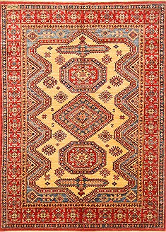 Pakistani Kazak Yellow Rectangle 5x7 ft Wool Carpet 20639
