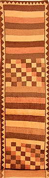 Gabbeh Beige Runner Hand Knotted 2'10" X 12'11"  Area Rug 100-20647