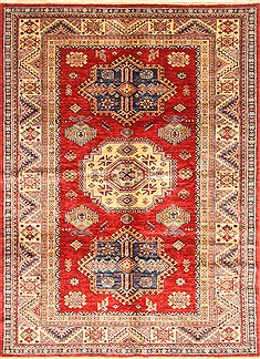 Pakistani Kazak Red Rectangle 5x7 ft Wool Carpet 20660