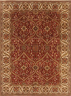 Indian Agra Red Rectangle 5x7 ft Wool Carpet 20663