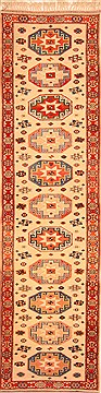 Kazak Beige Runner Hand Knotted 3'0" X 11'4"  Area Rug 100-20666