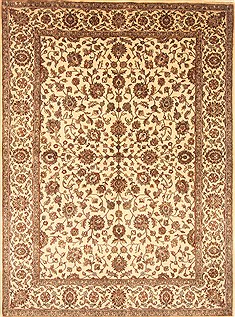 Indian Kashan Beige Rectangle 5x7 ft Wool Carpet 20675