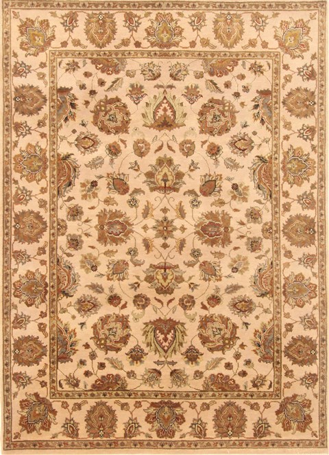 Agra Beige Hand Knotted 52 X 72 Area Rug 250-20676 Image 0