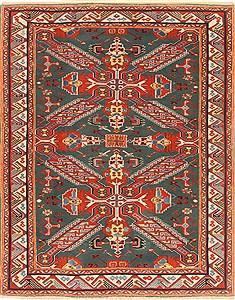 Turkish Heriz Green Rectangle 3x5 ft Wool Carpet 20677