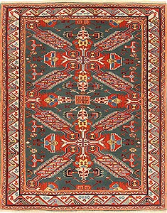 Heriz Green Hand Knotted 4'3" X 5'4"  Area Rug 250-20677