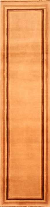 Gabbeh Beige Runner Hand Knotted 27 X 106  Area Rug 100-20689 Image 0