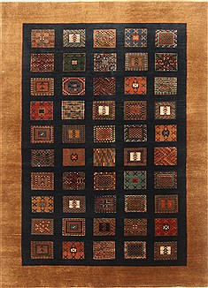 Indian Gabbeh Blue Rectangle 5x7 ft Wool Carpet 20707