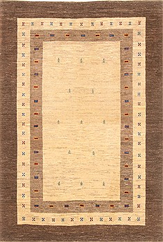 Persian Gabbeh Beige Rectangle 4x6 ft Wool Carpet 20723