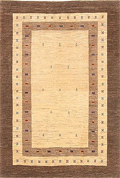 Gabbeh Beige Hand Knotted 4'5" X 6'5"  Area Rug 250-20723