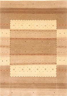 Gabbeh Beige Hand Knotted 5'0" X 6'11"  Area Rug 250-20728