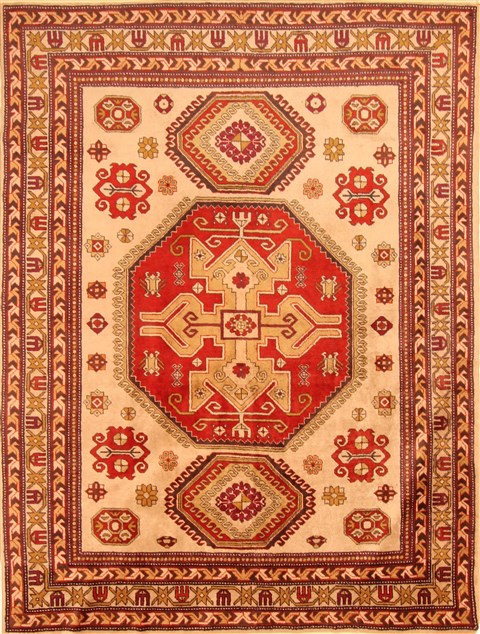 Kazak Beige Hand Knotted 67 X 88  Area Rug 100-20729 Image 0
