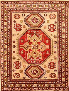 Russia Kazak Beige Rectangle 7x9 ft Wool Carpet 20729