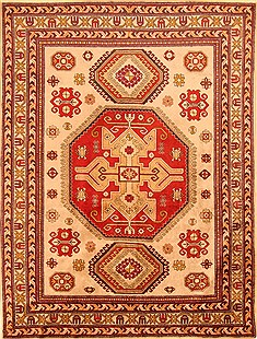 Kazak Beige Hand Knotted 6'7" X 8'8"  Area Rug 100-20729