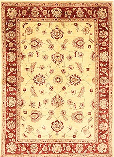 Pishavar Beige Hand Knotted 5'7" X 7'8"  Area Rug 250-20734
