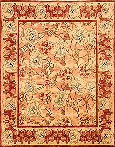 Pakistani Modern Brown Rectangle 8x10 ft Wool Carpet 20742