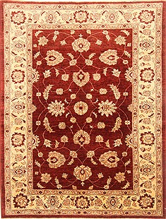 Pishavar Red Hand Knotted 5'7" X 7'4"  Area Rug 250-20751