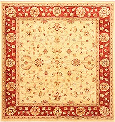 Pakistani Pishavar Beige Square 5 to 6 ft Wool Carpet 20755