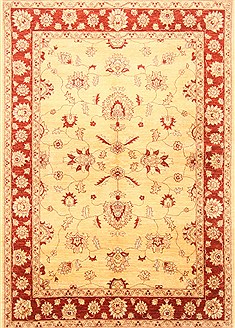 Pakistani Pishavar Beige Rectangle 5x8 ft Wool Carpet 20759