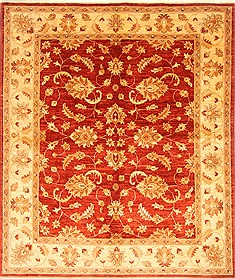 Pishavar Red Hand Knotted 6'1" X 7'1"  Area Rug 250-20764