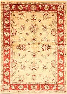 Pishavar Beige Hand Knotted 5'7" X 7'10"  Area Rug 250-20766