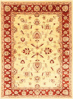 Pakistani Pishavar Beige Rectangle 5x7 ft Wool Carpet 20768