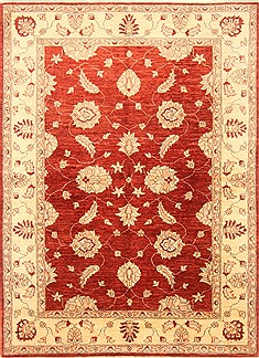 Pakistani Pishavar Red Rectangle 6x9 ft Wool Carpet 20774