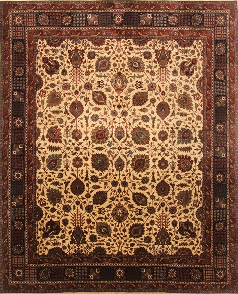 Sarouk Beige Hand Knotted 82 X 100 Area Rug 250-20778 Image 0