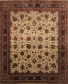 Indian sarouk Beige Rectangle 8x10 ft Wool Carpet 20778