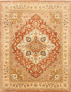 Indian Serapi Brown Rectangle 8x10 ft wool and raised silk Carpet 20792