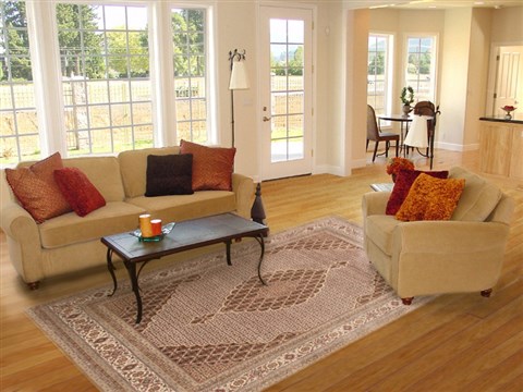 Tabriz Beige Hand Knotted 84 X 102 Area Rug 250-20799 Image 2