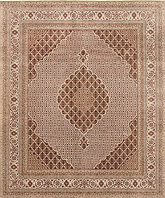 Indian Tabriz Beige Rectangle 8x10 ft Wool Carpet 20799