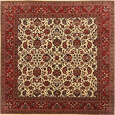Indian Kashmar White Square 7 to 8 ft Wool Carpet 20840