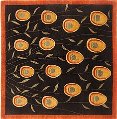 Indian Modern Black Rectangle 5x8 ft Wool Carpet 20841