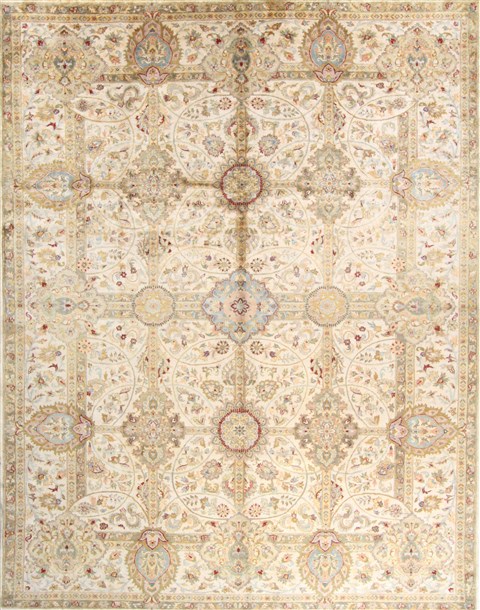 Tabriz Beige Hand Knotted 811 X 115  Area Rug 300-20863 Image 0